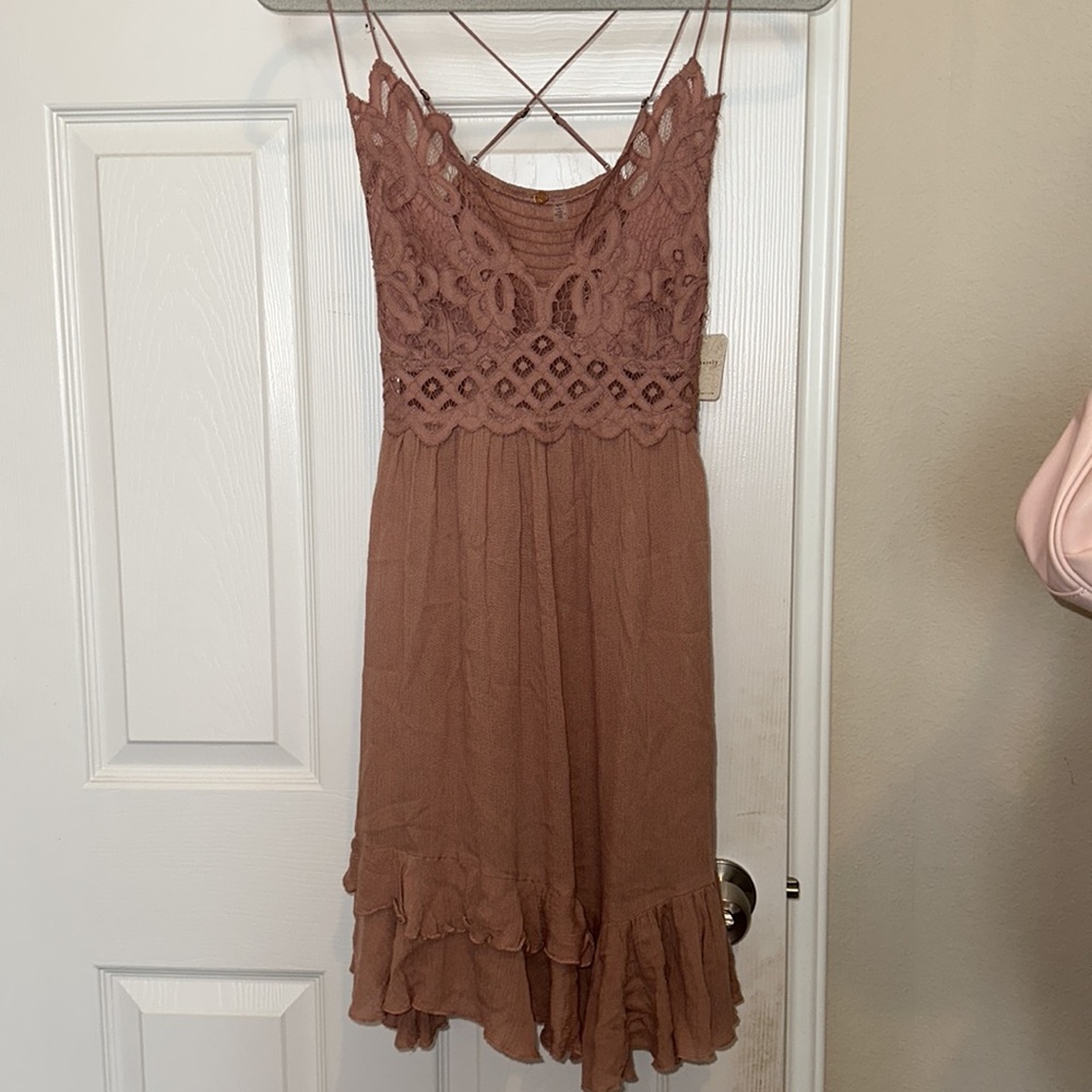 NWT Free People Adella mini mauve light pink lace dress BLOGGER'S FAVE! - Picture 10 of 14